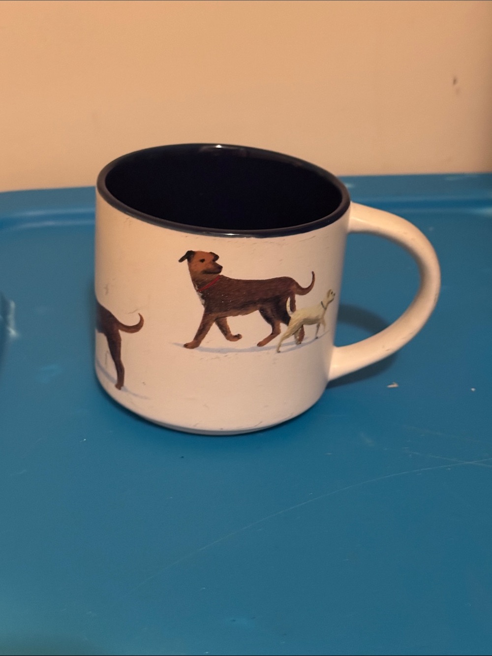 Compendium live inspired pet dogs large coffee tea mug cup blue interior